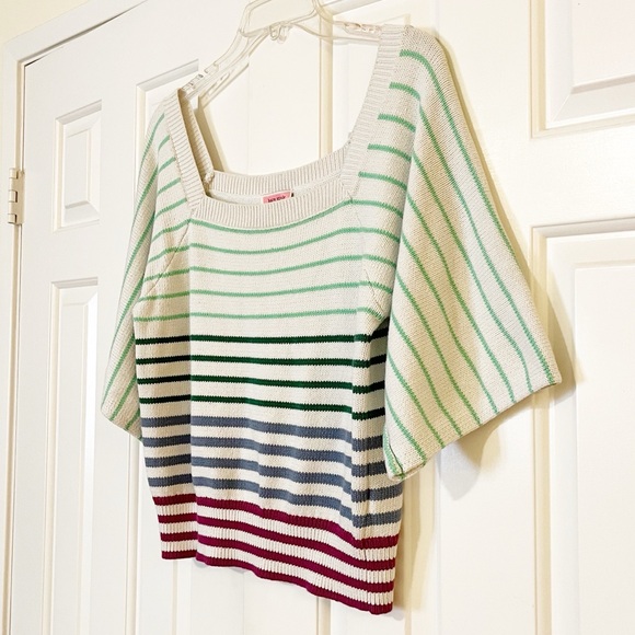 Kate Spade New York Striped Square Neck Crop Sweater Raglan Sleeve. Size XL - Picture 5 of 16